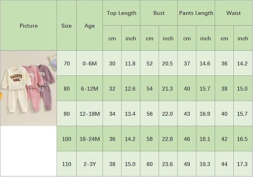 Miniatura 7 de FIOMVA Daddys - Conjunto de sudadera de invierno para niñas y bebés, ropa de otoño para recién nacidos, conjunto de pantalones deportivos para niños