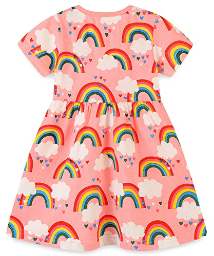 Toddler Girl's Summer Dresses Outfits Clothes,Cotton Short Sleeve Casual Clothing Pink Rainbow 3T #TOP1
