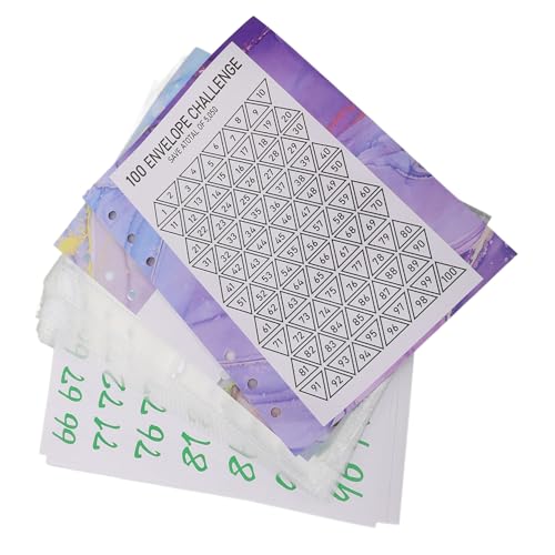 VILLCASE Day Cash Savings Challenge Binder Inserts Stylish Marble Theme Includes Card Films Stickers for Budgeting and Organizing Finances