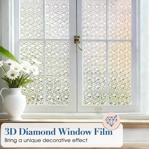 Película decorativa estática ventana con efecto 3D diamante miniatura 4