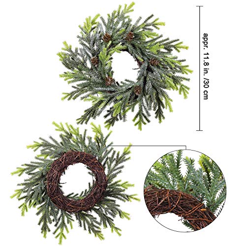 image for Winlyn 2 pcs Artificial Frosted Cedar and Pine Cone Candle Rings Chris