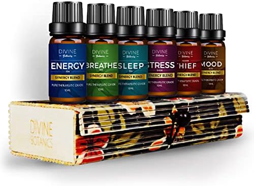 Aromatherapy Essential Oil Blend Set of top 6 Pure Therapeutic Grade Oils 10 ml Synergy Blends