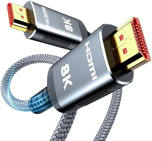 Highwings 8K HDMI Kabel 2Meter, HDMI 2.1 Kabel 48Gbps Ultra Highspeed | Ethernet 8K@60Hz 4K@120Hz HDR10 eARC DTS:X 3D HDCP 2.2&2.3, Kompatibel mit PS5/4/3 HDTV Blu-ray Player Monit