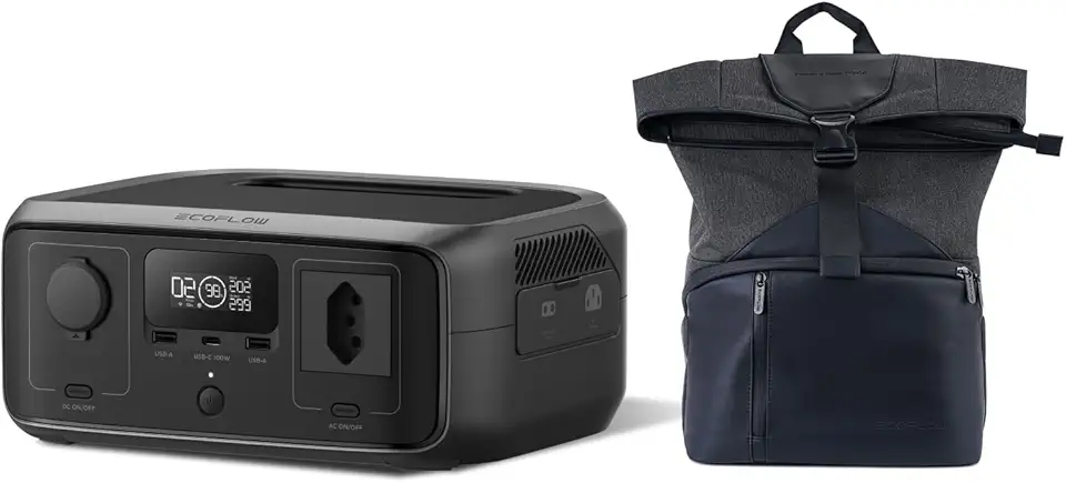 EF EcoFlow Gerador Solar RIVER3 120V com Bolsa da Série RIVER, Bateria LFP de 230Wh, Saída de 600W, Eficiência de GaN que Dobra a Autonomia, UPS<20 ms, Estação de Energia Portátil para Uso ao Ar Livre