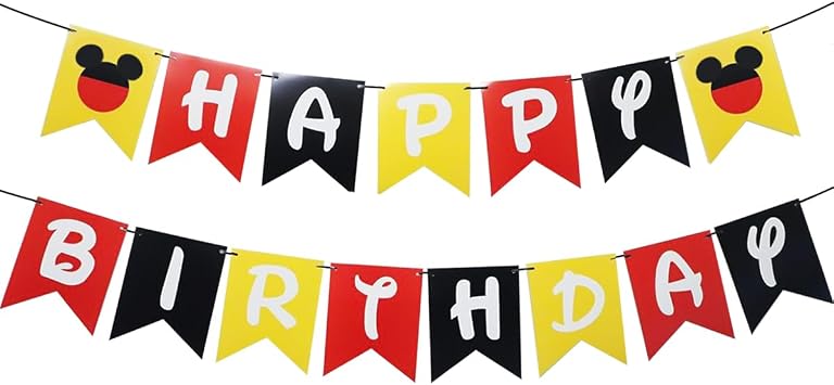 Cartoon Mouse Birthday Party Banner, Cartoon Mouse Style Bunting, Cartoon Mouse Themed Birthday Party Supplies