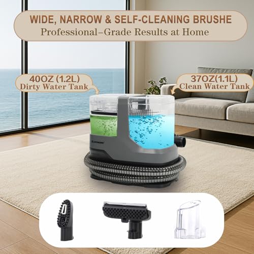 Image of Mini Carpet Spot Cleaner Machine, Portable Upholstery & Couch Shampooer | 17KPa Powerful Suction, Spray, Scrub & Extract Technology for Deep Cleaning Sofa, Rug, Stairs, Car Seats & Pet Stains