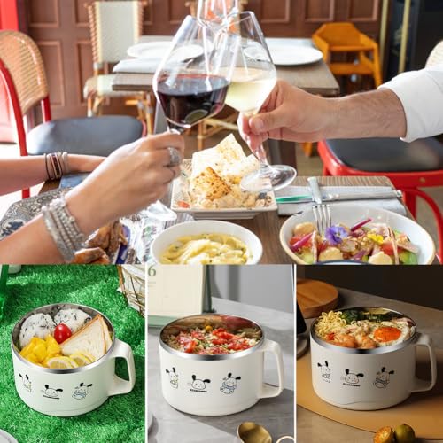 Miniatura 7 de Umllpet Tazón De Ramen De Acero Inoxidable De 1100 Ml, Cuenco Para Fideos Instantáneos, Tazón De Fideos Instantáneos, Tazón De Sopa De Ramen Con Tapa, Olla De Fideos Instantáneos, Para Pasta, Pasta,