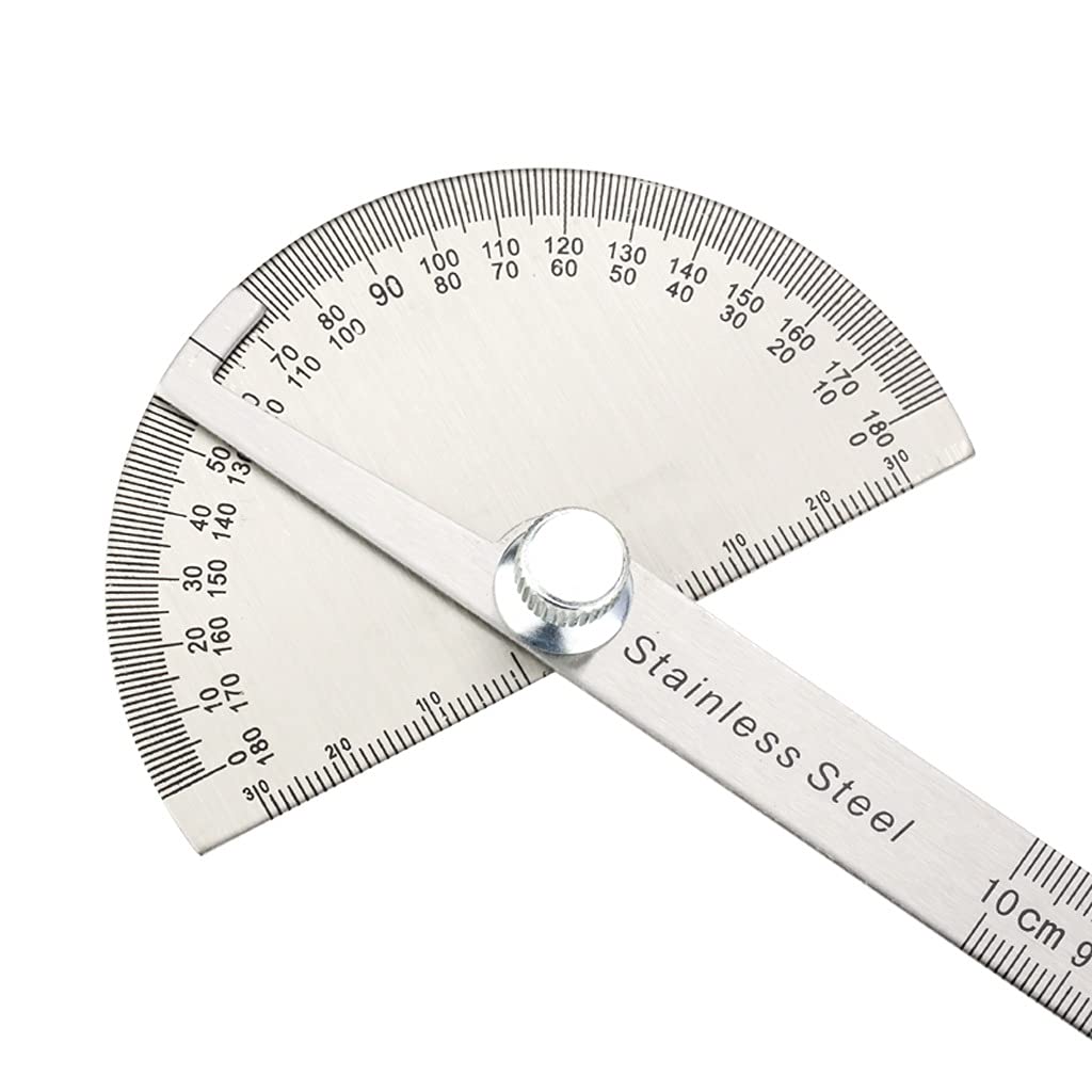 JSEIAJB Degree Adjustable Protractor 180 Degree Adjustable Multifunction Stainless Steel Roundhead Ruler Mathematics Measuring Tool(Small)