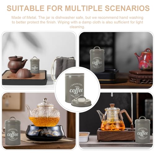 Matte Gray Airtight Coffee Canister Metal Storage Jar miniatura 7