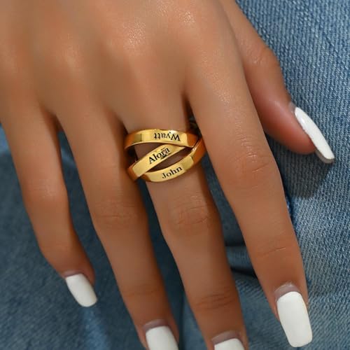Custom Charlize Russian Ring for Women, Wife, Grandma Personalized Inscribed Intertwined Three Disc Name Ring Jewelry Gift for Mother’s Day, Christmas, Wedding4