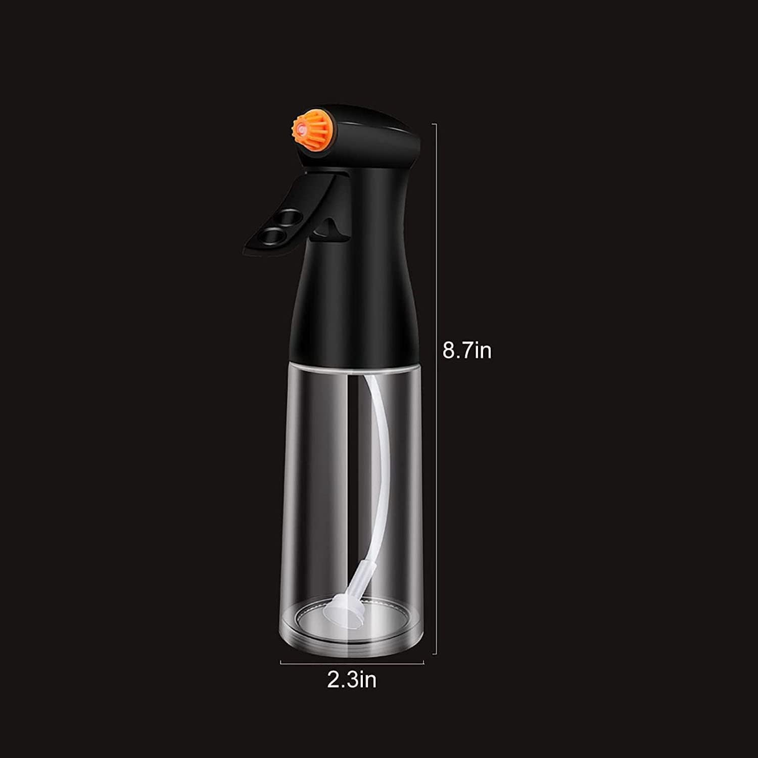 Glass Oil Sprayer, 7oz Olive Oil Mister, Food Grade Portable Refiilable Oil Vinegar Spritzer Sprayer Bottles for Air Fryer, Kitchen, Salad, Baking, BBQ, Frying(black)