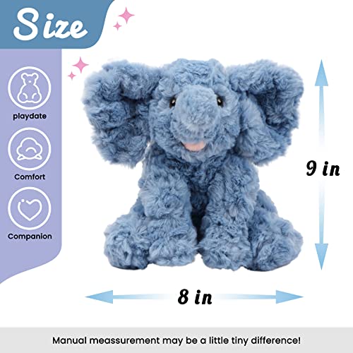 Hopearl Adorable Plush Calf Elephant Toy Floppy Elephish Ultra Soft Stuffed Animal For Boys Girls Kids Toddlers, Blue, 9'' #TOP2