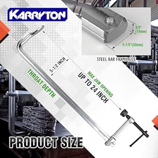 KARRYTON Heavy Duty 24" Inch F-Clamp w/Replaceable Pad, 5-1/2-Inch(140mm) Deep Throat, Drop Forged Steel F Style Bar Clamps for Welding, Bar Size 1-1/5" * 3/5", 2900LB Clamping Force