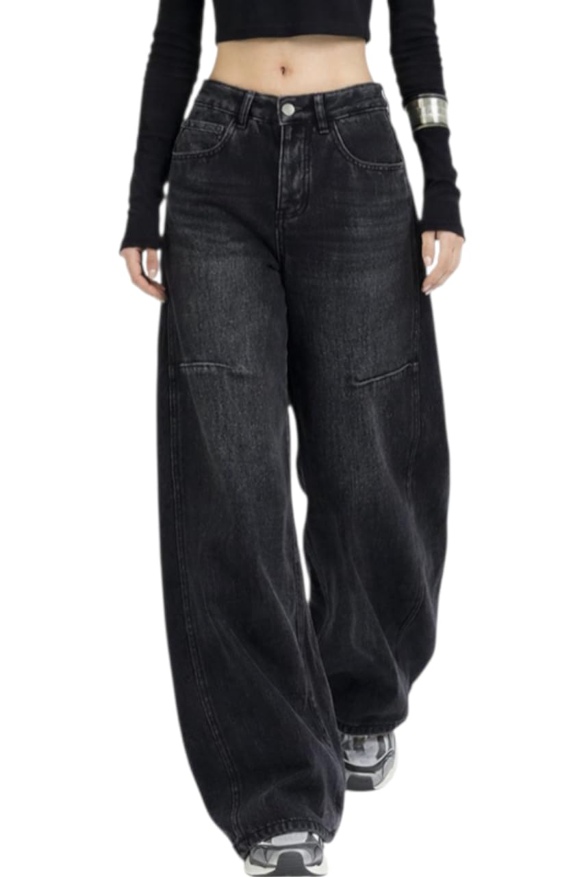 ODDMONEKY Baggy Jeans for Women || Korean Jeans for Women || Wide Leg Korean High Waist Baggy Denim Pants (Wjeans-7)