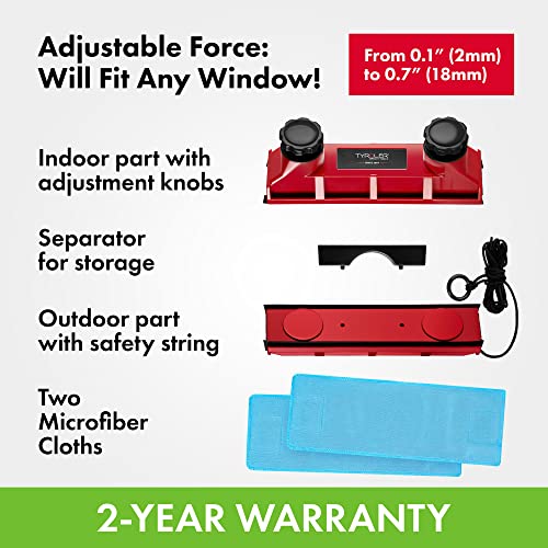Tyroler Bright Tools The Glider Magnetic Window Cleaner | D-2 Afc Single Or Double Glazed Window 0.1"-0.7" | 3M Long Anti-Falling Rope | Double-Sided Adjustable Magnet Force Control | Indoor And Outdoor Glass Pane Cleaning. #TOP5