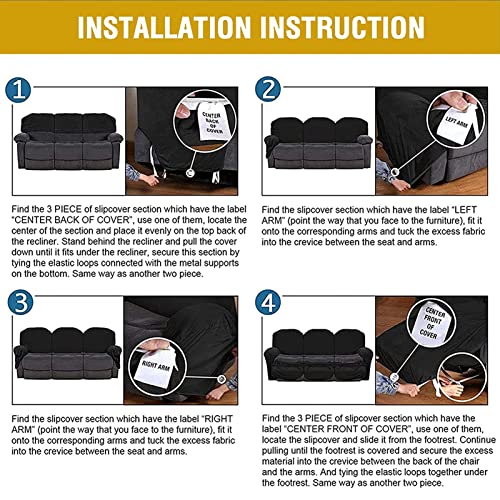 Housse pour canapé inclinable 3 places en velours lavable protégeant des animaux - 8
