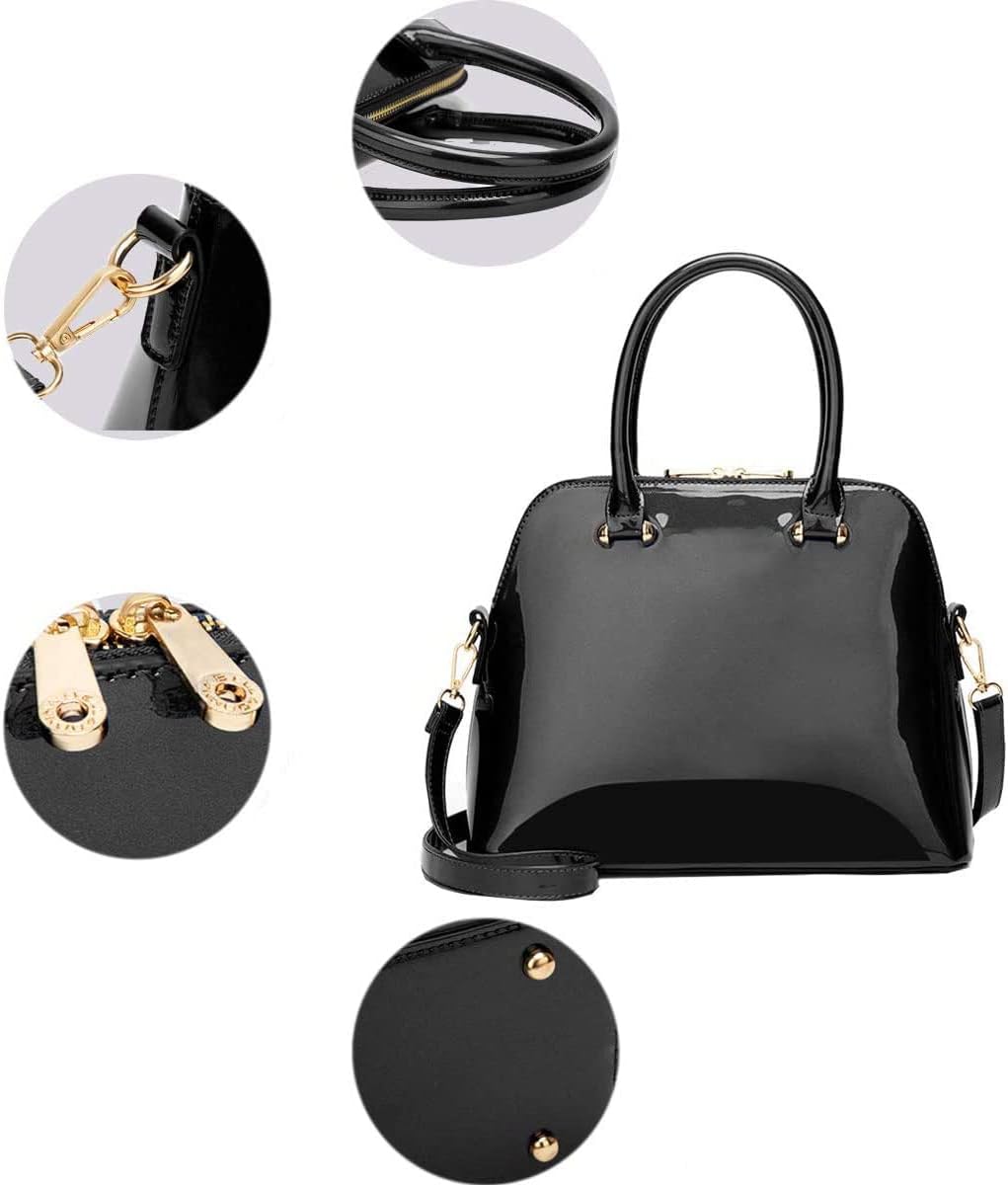 XingChen Shiny Patent Leather Handbags and Purses for Women Glossy Shell Shoulder Bag Top Handle Totes Evening Party Satchel - Image 6