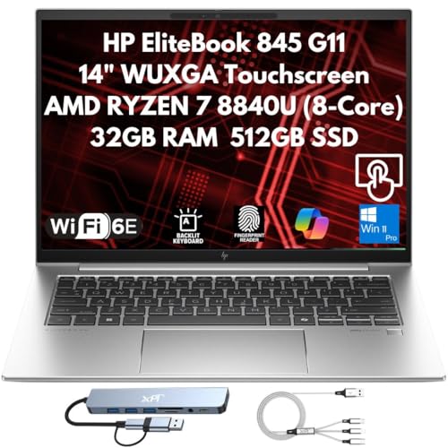 HP EliteBook 845 G11 AI-Ready Business Laptop 2026 14�C���` WUXGA �^�b�`�X�N���[���A8�R�A AMD Ryzen 7 8840U�A32GB DDR5 RAM�A512GB SSD Gen 4 SSD�A