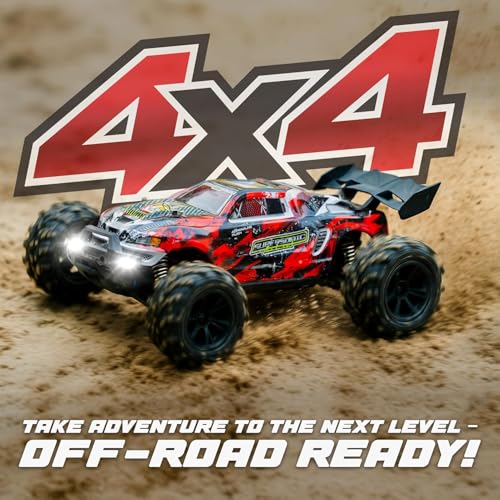 Image of TTYY 1:16 All Terrain Supersonic Rc Car,45 Kph High Speed Remote Control Car with 2.4 Ghz Remote Control,Electric Vehicle Off-Road Truck,4X4 Wheel Drive Rc Trucks with Rechargeable Batteries,Red