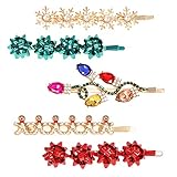 Christmas Hair Clips for Women Rhinestone Snowflake Hairpin Christmas Bulb Light JOY Alligator Hair