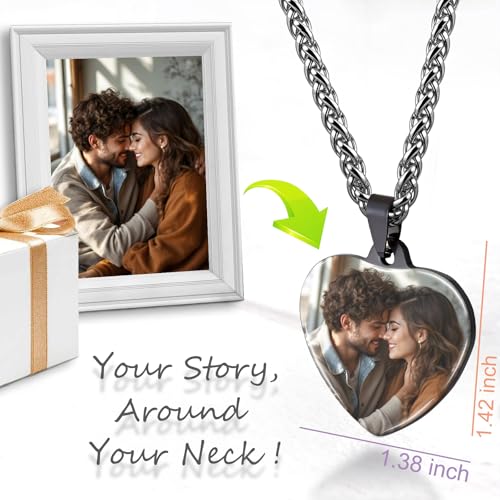 Picture Necklace Personalized Photo, Custom Necklace for Men Customized Engraved Necklace with Photo Text Memorial Gifts for Women Dad Mom3