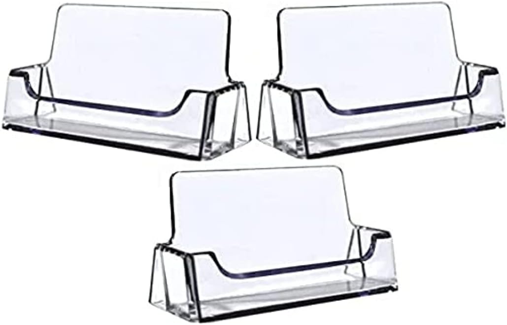 Bayou Displays - Clear Acrylic Business Card Holder Display Office Business Card Holder Business Card Stand Business Card Desk Holder, Fits 30-50 Business Cards (1) : Office Products