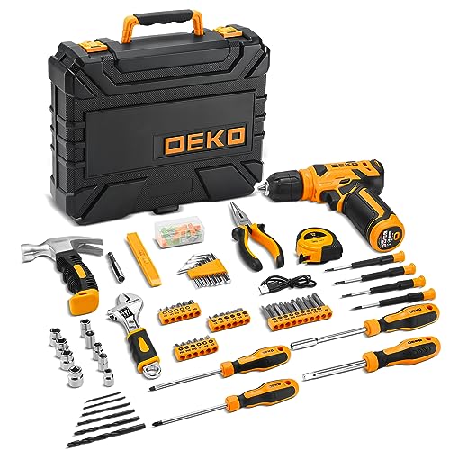 Tool Kit: DEKO Drill Set with Cordless Drill,Tool Kit Set Box, DIY Hand Tools for Men and Home, with 8V Electric Drills,126 Piece(Yellow) - Image 6