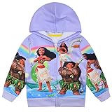 KIDHF Girls Zip Hoodie Moana Sweatshirt Children Coat Cartoon Outwear Jacket (purple,100/2-3T)