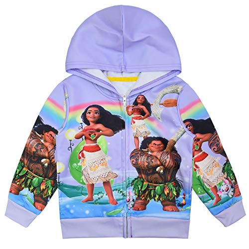 Kidhf Girls Zip Hoodie Moana Sweatshirt Children Coat Cartoon Outwear Jacket (Purple,100/2-3T) #TOP11