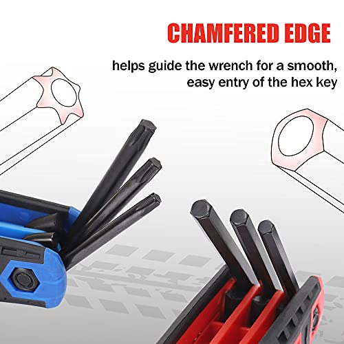 Topline 3-Pack Folding Allen Wrench Set, Sae, Metric, Torx Hex Key Set Included, Portable Allen Key Set For Basic Home Repair And General Applications (3 Pack) #TOP4