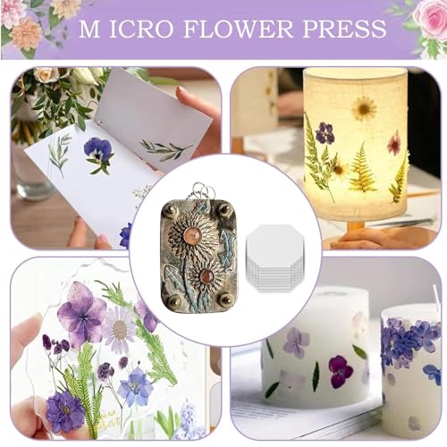 AXERHK Mikro Blumenpresse, Blumenpresse, 11 Stück DIY Flower Press Set Mit Blumenpresse Und Geprägtes Papier, Blatt Und Blütenpresse Für Kreative Projekte, für Handwerks und Pflanzenliebhaber