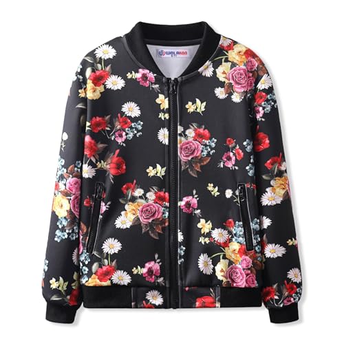 Girls Floral Print Lightweight Bomber Jacket