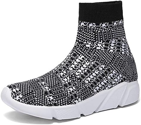 TANTOO Lightweight Sneakers Shoes for Womens and Mens High-Top Stretchy Knitting Sock Shoes Casual Athletic Running Shoes(7015, Grey 36)