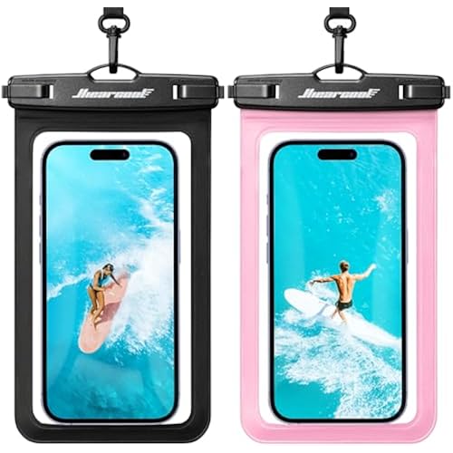 Hiearcool Waterproof Phone Pouch, Waterproof Phone Case, Black&Pink 2-Pack