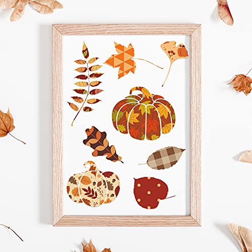 Whaline 12 Designs Autumn Pattern Paper Pack A5 Size Fall Leaves Pumpkin Plaid Waves Craft Paper 60 Sheet Red Brown Double-Sided Origami Paper For Autumn Harvest Thanksgiving Card Making Scrapbook #TOP5
