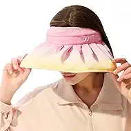 Sun Visor for Women Wide Brim Foldable UPF 50+ Sun Hat UV Protection Beach Cap Roll Up Packable Ponytail Shell Hats SLH7M217T
