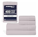 SGI 400 Thread Count 100% Egyptian Cotton King Sheet Set Ultra Soft, Breathable, Deep Pocket 15 Fitted, Durable & Luxurious 4-Piece Bedding Set for Hotel-Quality Comfort, Light Gray Sheets