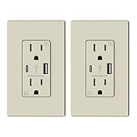 Vista 36 de ELEGRP Cargador USB de pared, receptáculo USB con puertos USB tipo A y tipo C, enchufe dúplex de 15 amperios resistente a manipulaciones NEMA 5-15R