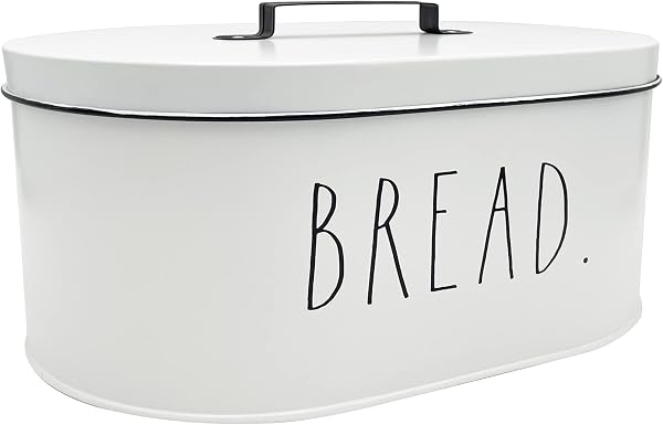 Rae Dunn Rustic White Metal Bread Box for Kitchen Countertop