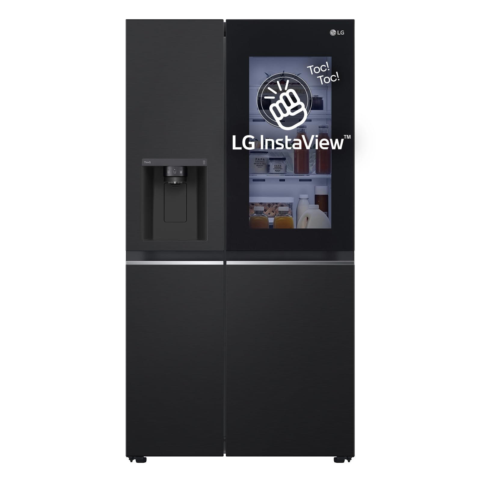 LG GSGV81EPLL Frigorifero Americano Side By Side InstaView, 635L, Frigorifero Total No Frost, Wi-​Fi, Door & Linear Cooling, Dispenser Acqua e Ghiaccio Senza Allaccio, Fresh Balancer, Nero Opaco