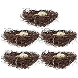 HOMSFOU Nido de Pájaro Artificial con Huevo Decorativo para Jardín y Hogar, Modelo de Resina Resistente al Desgaste, Tamaño Grande, 5 Piezas para Decoración Exterior y Paisaje Microescena