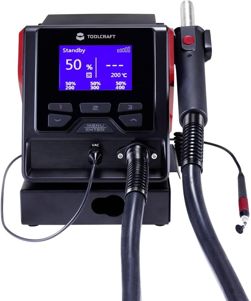 Close-up of TOOLCRAFT TPS-800 display and controls