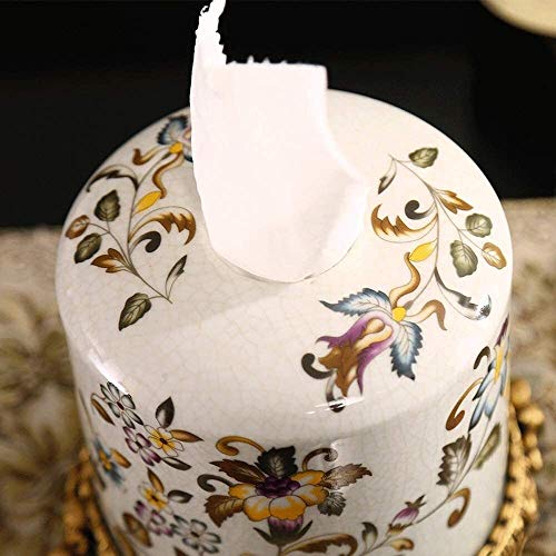 Binzii Tissue Box Cover, Tissue Box Holder For Home Decor European Flower Ceramics Tissue Box Cover Case Household Vintage Classical Ice Crack Porcelain Napkin Holder #TOP3