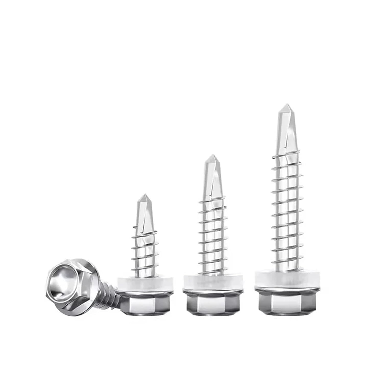 Outer Hexagon Drilling Screws with Rubber Gaskets 410 Stainless Steel M4.2 M4.8 M5.5 M6.3 Colour Steel Tile Tapping Screws(M6.3x50mm 10pcs)