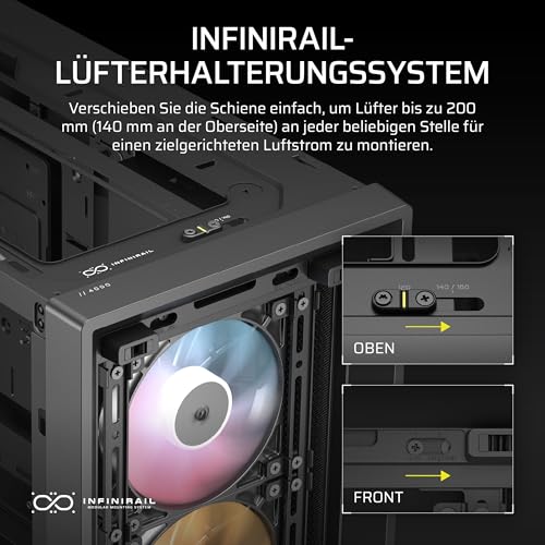 CORSAIR Frame 4000D RS ARGB Modulares Mid-Tower ATX PC-Gehäuse – Hoher Luftstrom, 3X Vorinstallierte RS ARGB-Lüfter, ASUS BTF, MSI Project Zero, Gigabyte Project Stealth – Schwarz