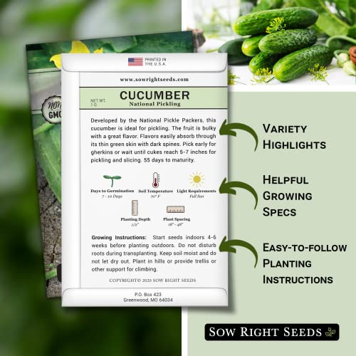 Sow Right Seeds - National Pickling Cucumber Seeds For Planting - Non-Gmo Heirloom Packet With Instructions To Plant And Grow A Home Vegetable Garden - Famous Variety For Homemade Pickles (2) #TOP1
