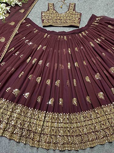 Image of DhrishafashionWOMEN'S Georgette Semi-Stiched lehnga (SF-ver12no Purple1 Free Size)