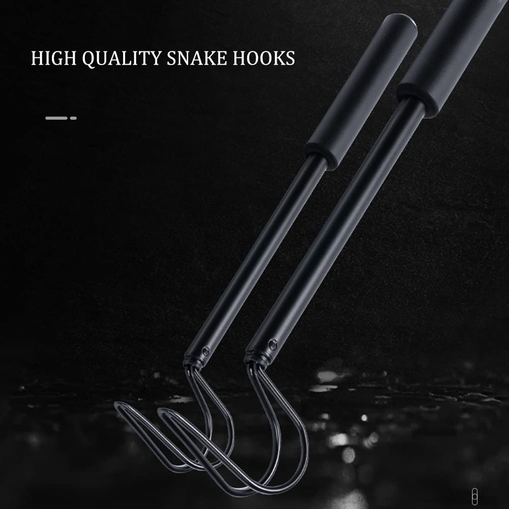 Crochet serpent en alliage d'aluminium avec double tête de crochet, outil de préhension rétractable – Idéal pour manipuler les reptiles et les serpents