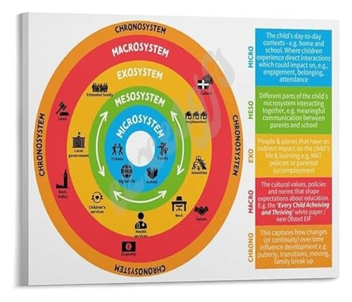 Image of KCDFDVJFBM Social Sciences Educational Poster Ecological Systems Theory Model for University Research Office Study Room Decor(Unframed,12x18inch(30x45cm))