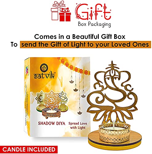 Satvik Lord Ganesh Diwali Shadow Diya, Deepawali Traditional Diya With Wax Tea Light/Tea Light Holder, Ridhi Sidhi Ganesh Diya #TOP2
